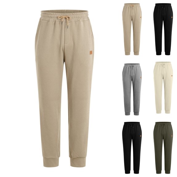 Sakmal Elastic Bottom Jogger Sweatpants Men's and Big Men's Stretchy Pants Green Lihtweight Hiking Sweatpants for Men L