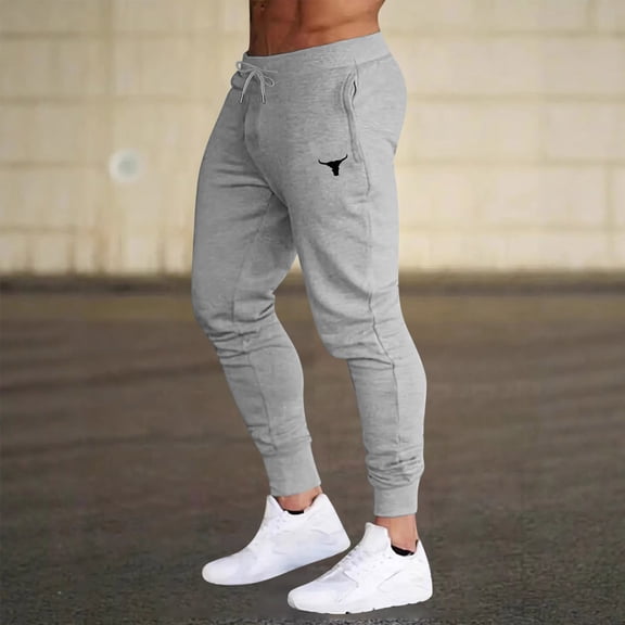 Sakmal Elastic Bottom & Waist Jogger Sweatpants Men Pants High Waisted Running Gray Mens Sweatpants S