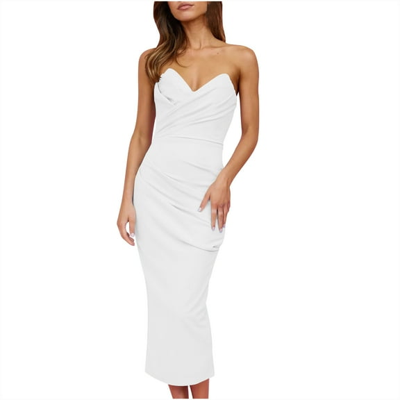 Sakmal Elegant Womens Dresses Spring Long Sexy Cocktail White Dress Sleeveless Bodycon Dresses