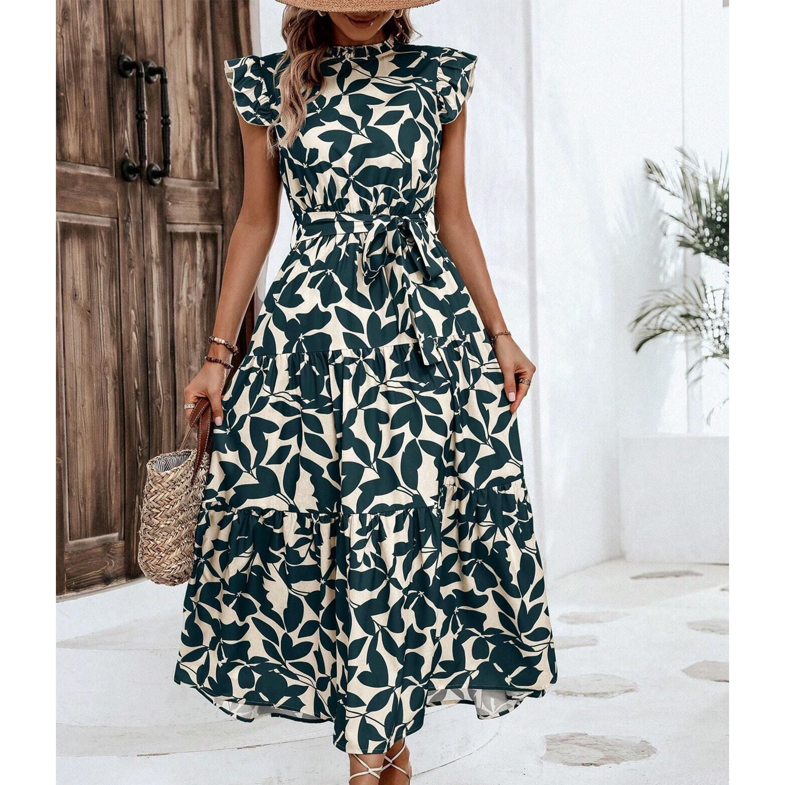 women's a line dress with pockets Modest Midi Linen Dress With Pockets, Casual Navy Blue Loose Aline Sundress With Short Sleeves