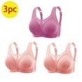 thumbnail image 1 of Sakmal Everyday Bras Plus Size Bras for Women Push Up Solid for Older Women Purple 3 Pack Plus Size Bra, 1 of 9