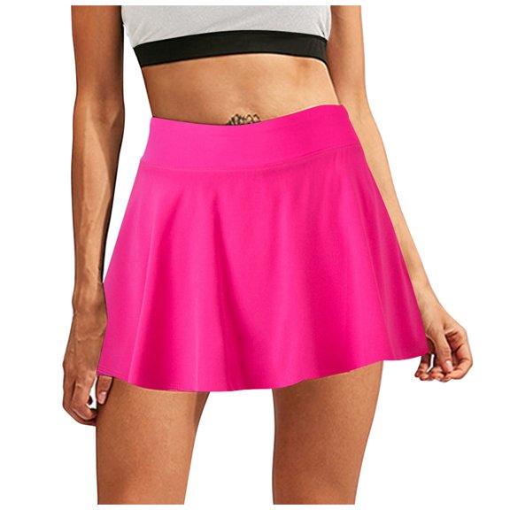 Sakmal Womens Dresses Plus Size Pink Solid Skirts Mini Short Sports with Pockets Dresses for Ladies,S