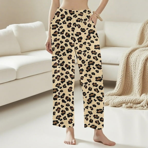 Sakmal Flannel Lounge Pants Women Fleece Plus Size Winter Loungewear Plush Brown Ladies Sleep Pants M