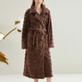 thumbnail image 1 of Sakmal Flannel Women's Robes Fleece Long Length Kimono Bathrobe for Women Soft Brown Womens Robe with Pockets, 1 of 9