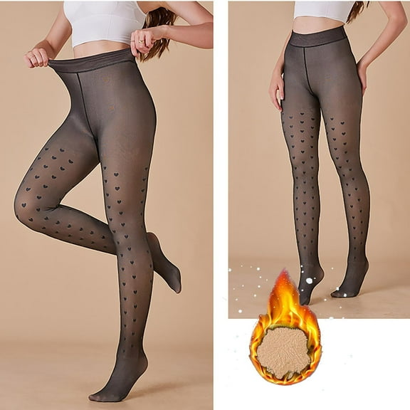 Sakmal Fleece Lined Black Tights Women Opaque Patterned Pantyhose Soft Women's Tight