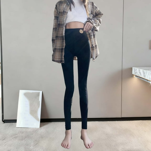 Sakmal Fleece Lined Black Tights for Women Footless Thermal Leggings Soft Tight for Women