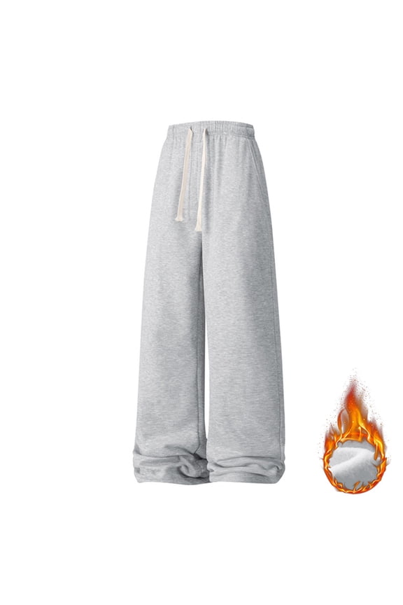 Fleece Lined Men's and Big Men's Sweatpants Open Bottom Wide Leg Baggy Pants Workout Hiking Gray Mens Sweatpants S
