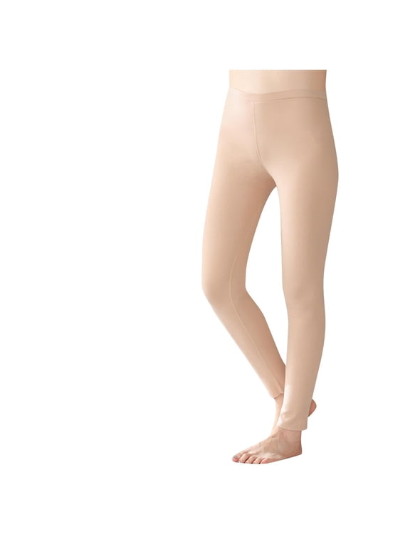 Fleece Lined Tights for Women Footless Opaque Skin Colored Leggings Soft Ladies Tight