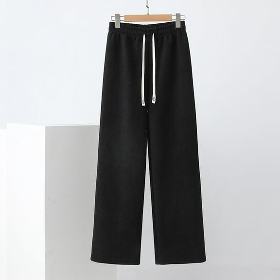 Sakmal Fleece Lounge Pants Women Wide Leg Loungewear Fuzzy Black Womens Sleep Pants with Pockets