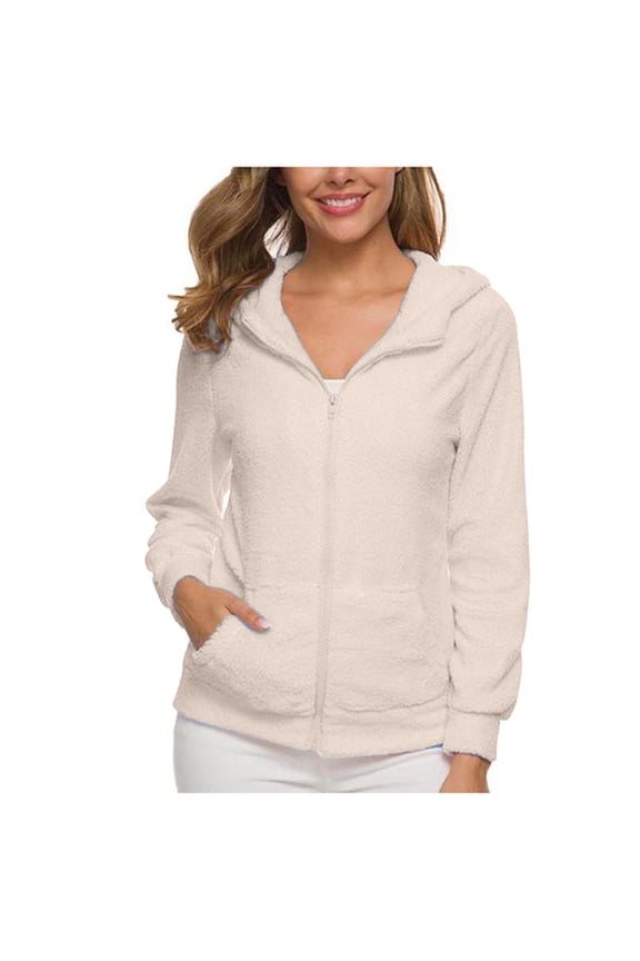 Fleece Womens Jackets Workout Beige Fall Jacket Solid Streetwear Cropped Coats for Women