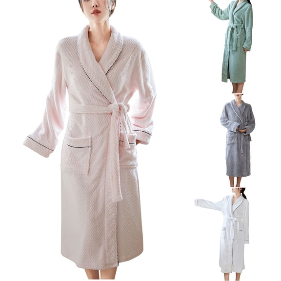 Sakmal Fleece Womens Robes Fluffy Flannel Long Length Sleepwear for Women Fuzzy Green Womens Robe L