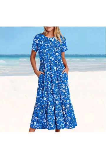 walmart blue floral dress Zapaka Women Blue Floral Wedding Party Guest Dress A Line Sweetheart Strapless Pleated Long Maxi Bridesmaid Dress, Blue Floral / US4