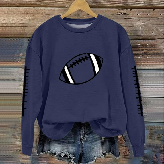 Sakmal Football No Hoodie Womens Sweatshirts Lightweight Workout Game Day Blue Sweatshirts Loose Fit Fall Clothes 2025