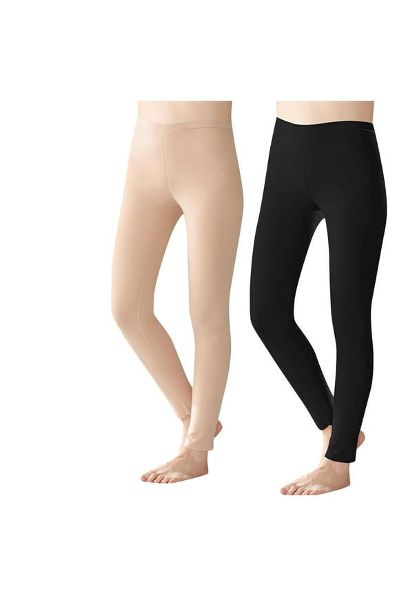 Footless Fleece Lined Black Tights Women 2 Pair Plus Size Leggings High Waisted Ladies Tight