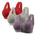 thumbnail image 1 of Sakmal Front Closure Womens Bras Full Coverage Wireless Lace Bralette 3-Pack Gray Stretch Ladies Bras L, 1 of 4