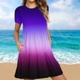 thumbnail image 1 of Sakmal Gradient Dresses for Women 2024 Basic Loose Fit with Pocket Purple Comfort Fit Short Sleeve Long Sundress, 1 of 5