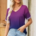 thumbnail image 1 of Sakmal Gradient TShirts Shirts for Women Basic Short Sleeve V-Neck Shirts Purple T-Shirts Womens Blouses Dressy Casual, 1 of 8
