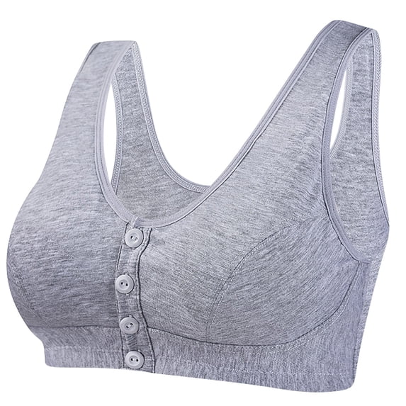 Sakmal Gray Bras for Older Women Back Smoothing Front Closure Bralette Wireless Molded Cup Ladies Bras 3X