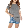 thumbnail image 1 of Sakmal Gray Clothes For Children Daily Life 1-8y Crew Neck Short Sleeve Striped Childrens Tops On Sale, 1 of 5