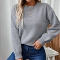 thumbnail image 1 of Sakmal Gray Fall Sweaters for Women Pullover Lightweight Tops Crew Neck Plain Long Sleeve Casual Sweaters for Women, 1 of 9