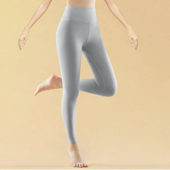 Sakmal Gray Fleece Lined Tights for Women Plus Size Footless Leggings High Waisted Tight for Women