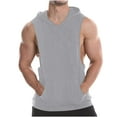 thumbnail image 1 of Sakmal Gray Men'S Tank Tops Hooded Gray with Pockets Breathable Camisole Solid Workout Sleeveless Shirts for Men, 1 of 7