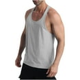 thumbnail image 1 of Sakmal Gray Mens Tank Tops Scoop Neck Gray Camisole Stringer Muscle Solid Workout Tunic Tops, 1 of 8