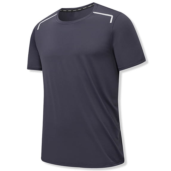 Sakmal Gray Mens Tshirts Crew Neck Short Sleeve Solid Blouse Tees Tops