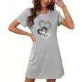 thumbnail image 1 of Sakmal Gray Moo Moos for Women Soft Short Love Nightwear Heart Print Short Sleeve Nightgowns for Women, 1 of 6