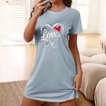 thumbnail image 1 of Sakmal Gray Nightgowns Women Ultra-Soft Stretchy Oversized Loungewear Love Print Short Sleeve Crew Neck Short Nightgowns S-2XL, 1 of 5