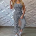 thumbnail image 1 of Sakmal Gray One Piece Jumpsuits for Women Plus Size Sleeveless Workout Cargo Overalls Crew Neck Solid Jogger Full Pants with Pockets, 1 of 5