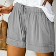 thumbnail image 1 of Sakmal Gray Shorts Women Plus Size Drawstring Mid Rise 5 Inch Inseam Solid Shorts with Pockets, 1 of 6
