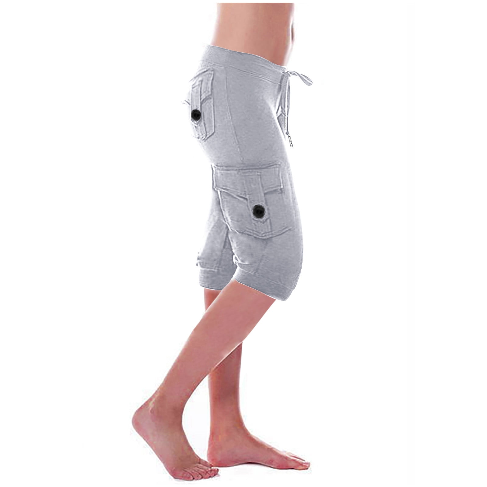 Sakmal Gray Spring Pants for Women 2024 Cargo Pants Cropped Casual ...