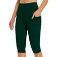 thumbnail image 1 of Sakmal Green Capri Leggings for Women Buttery Soft Stretchy Mid Rise Compression Yoga Pants Cropped Workout Solid Leggings, 1 of 5