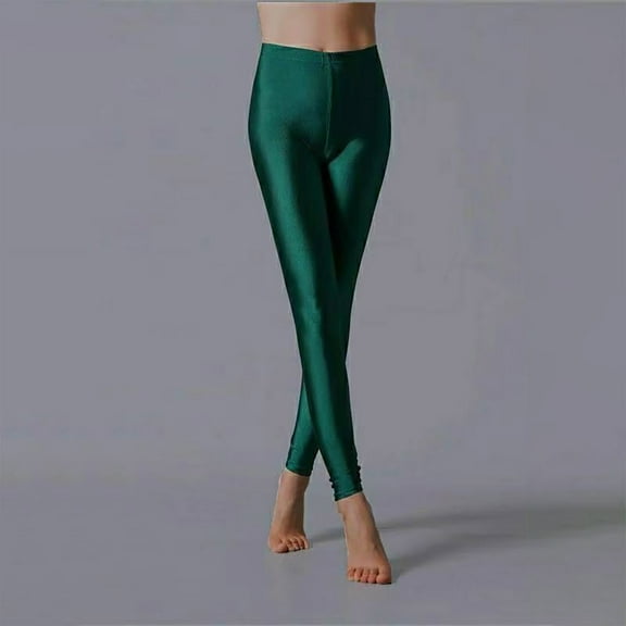 Sakmal Green Leggings for Women High Waisted Night Out Party Buttery Soft Yoga Pants Full Stretchy Leather Leggings with Pockets