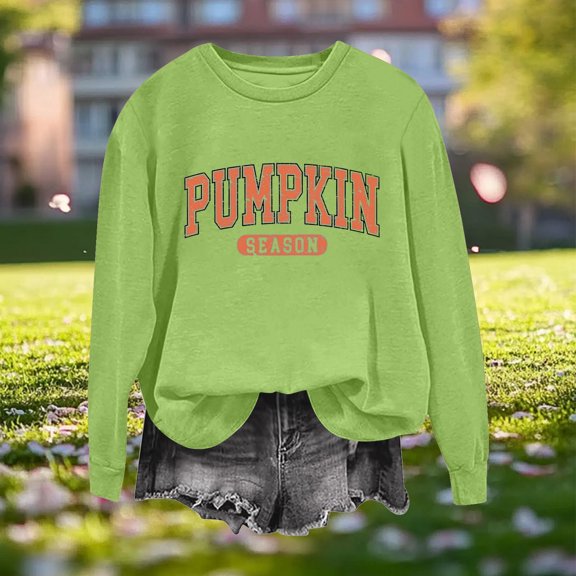 Sakmal Green No Hoodie Womens Sweatshirts Cute Pumpkin Season Sweatshirts Casual Fall Clothes 2025