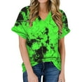 thumbnail image 1 of Sakmal Green Plus Size Tops for Women Short Sleeve Tie Dye V-Neck T-Shirts Womens Shirts, 1 of 4