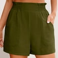 thumbnail image 1 of Sakmal Green Shorts for Women Ruffle High Waisted 5 Inch Inseam Solid Shorts with Pockets, 1 of 9