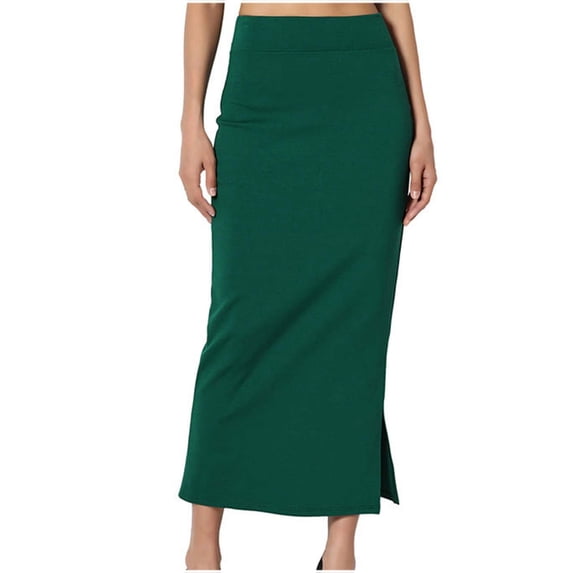 Sakmal Green Skirt Women Work Split Pencil Maxi Solid Sheath Skirts for Women