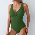 thumbnail image 1 of Sakmal Green Swimsuit Women One Piece Tummy Control Ribbed Swimwear V Neck Swimsuits, 1 of 7