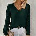 thumbnail image 1 of Sakmal Green Woemns Sweaters Pullover Soft Ribbed Tops Long Sleeve Loose Solid V Neck Sweaters for Women, 1 of 9