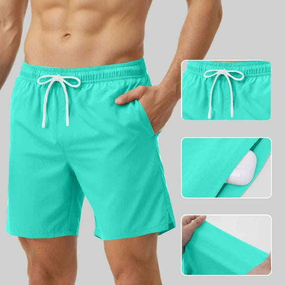 Sakmal Gym Athletic Shorts Men Basketball Running Workout Wide Leg Blue 7 Inch Solid Summer Shorts for Men 2XL