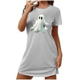 thumbnail image 1 of Sakmal Halloween Sleep Dress for Women Cute House Dress Short Sleeve Gray Ghost Print Nightgowns, 1 of 4