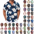 thumbnail image 1 of Sakmal Hawaiian T Shirts for Men Plus Size Casual Button Down Lapel Short Sleeve Shirts for Men S-5X, 1 of 6