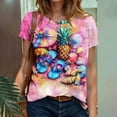 thumbnail image 1 of Sakmal Hawaiian Tees for Women Short Sleeve Beach Crew Neck Tropical Shirts Business Casual Outfits for Women, 1 of 8