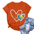 thumbnail image 1 of Sakmal Heart Womens Graphic T Shirts Crew Neck Autism Awareness Asd Short Sleeve Casual Relaxed Fit Workout Tops for Women, 1 of 5