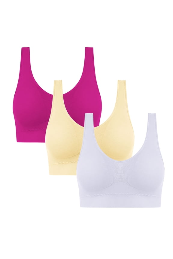High Support Sports Bras for Women Compression Gym Womens Crop Tops XL,3-Pack