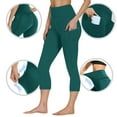 thumbnail image 1 of Sakmal High Waisted Capri Leggings for Women Buttery Soft Scrunch Butt Green Yoga Pants Solid 7/8th Athletic Leggings, 1 of 9