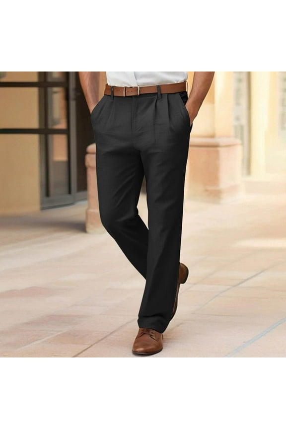High Waisted Khaki Pants Men Straight Leg Regular Black Lightweight Men's Chino Pants S