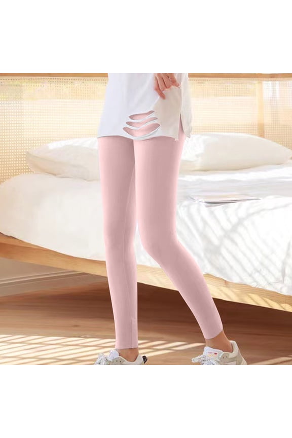 High Waisted Leggings Women Soft Pink Winter Fleece Lined Yoga Pants Solid Full Workout Leggings with Pockets